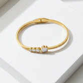 White Flower & Triple Heart Thin Bracelet